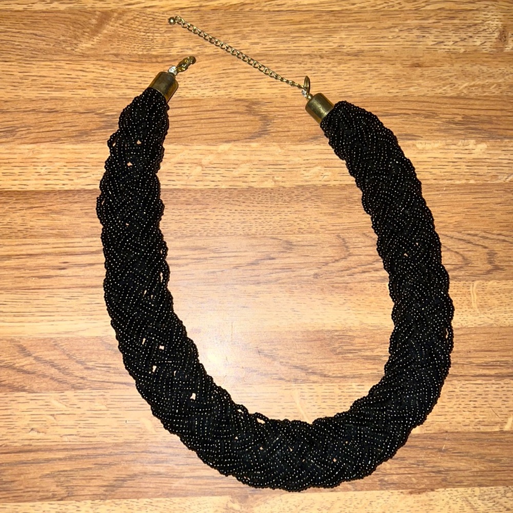 Vintage beaded braid necklace with lobster claw clasp!